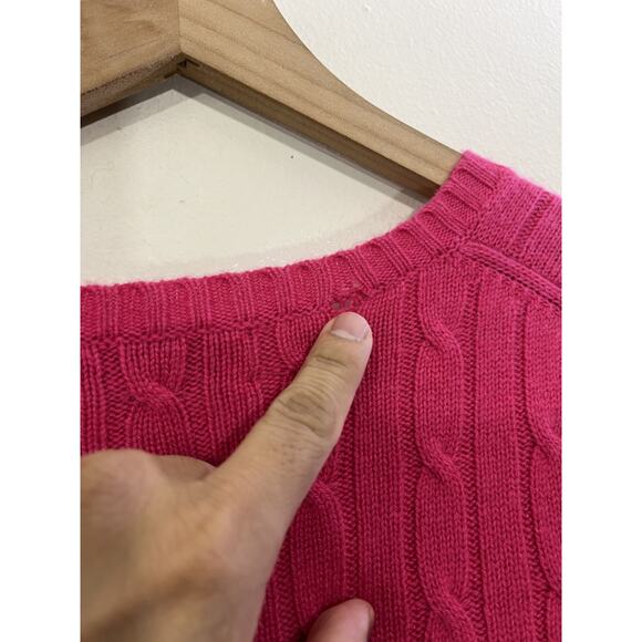 Vineyard Vines Cashmere Sweater XL Pink Cable Knit Fisherman Cotton Preppy - Picture 7 of 14